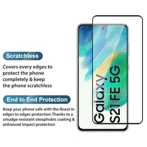 Image of Tempered Glass Screen Protector Compatible for Samsung Galaxy S21FE 5G with Edge to Edge Coverage and Easy Installation Kit, Pack of 1, Black