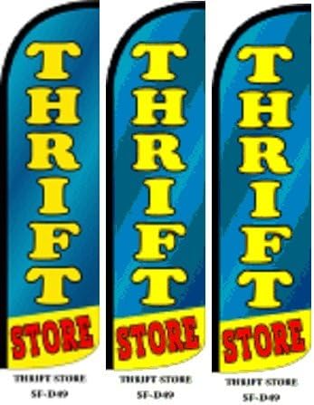 Thrift Store Windless Full Sleeve Extra Protection King Size Polyknit Feather Flag (3 X 11.5 Feet) Pack of 3