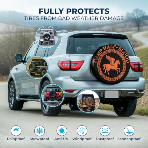 Image of GENANY Greek Mythology Father's Day PVC Spare Tire Cover for RV Trailer, Waterproof, Size 18 Fits 33-35 Inch