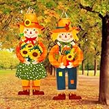 NOVWANG 2 Pcs Fall Scarecrow Windsocks, Autumn Outdoor Hanging Flag Fall Scarecrow Hanging Sign Thanksgiving Outside Flag for Yard Lawn Patio Garden Party Decorations