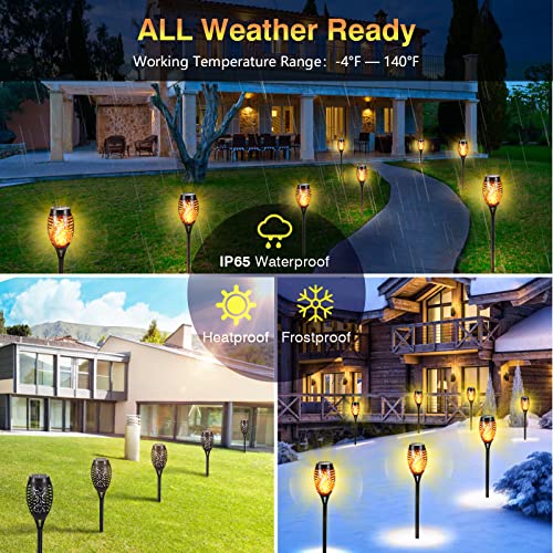 Futuriol Solar Outdoor Lights, 4Pack 12Led Solar Tiki Torches With Flickering Flame For Garden Decor, Mini Ip65 Waterproof Solar Powered Landscape Flame Lights For Yard Pathway Patio, Yellow #TOP2