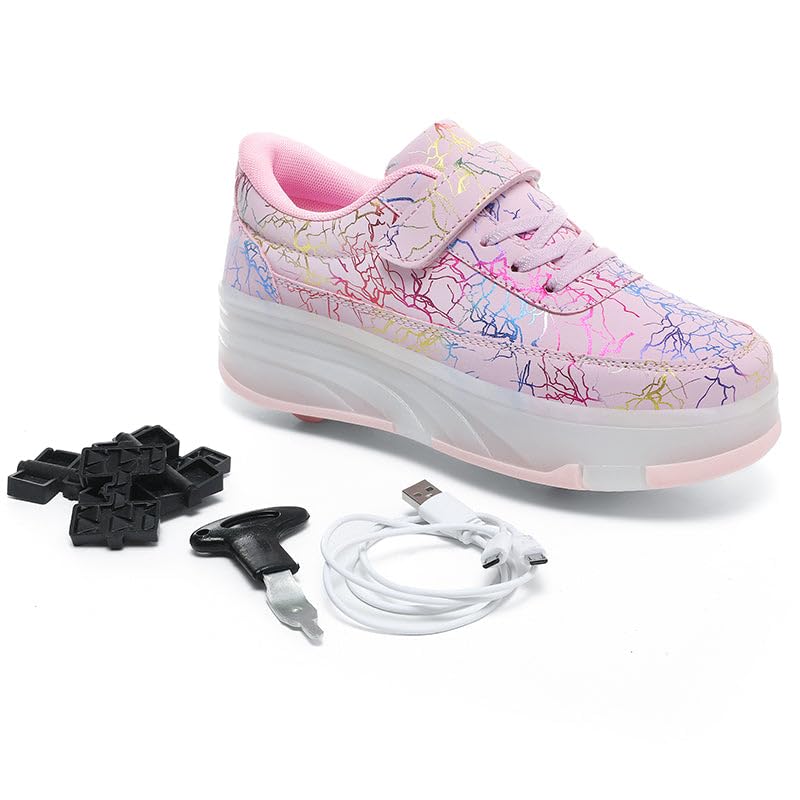 HUSKSWARE Pattini a rotelle, per Ragazzi e Ragazze, con 4 Ruote, Regolabili, con Ruote, Colore Nero, Bianco,Rosa 28-40 EU