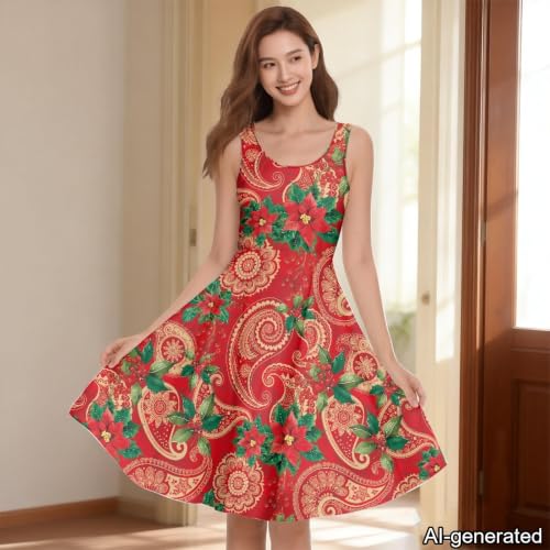 Image of Dreaweet Casual Sleeveless Dresses for Women Girls, Round Neck Tank Dresses with Pockets Summer Sundress Size XS-4XL
