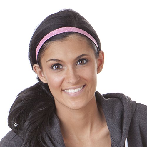 Hipsy Women's Adjustable No Slip Running Headbands (Light Pink & Black 5Pk) #TOP1