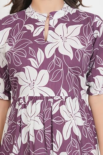 Image of Kuruti B Sheets Women's Cotton Floral Printed Regular Fit Anarkali Kurta for Women