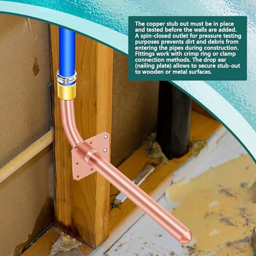 Image of Boltigen 1 /2 inch PEX Copper Stub Out Elbow 5-Pack with Wall Flange - 6 Inch, F1807 Certified with Stainless Steel Crimp Clamps for PEX-B /C Systems