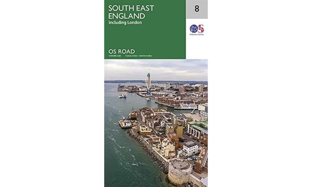 South East England Road Map | London | Ordnance Survey | OS Road Map 8 | Drive England | Scenic Routes | Beaches | Maps | Adventure