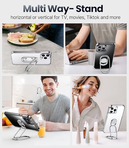 Image of SHIELDS UP for iPhone 12 Pro Max Back Cover with Stand, Phone Case Clear with Double Ring Holder [Adjustable & Foldable] Shockproof Protective Cover for iPhone 12 Pro Max 6.7 inch - Clear