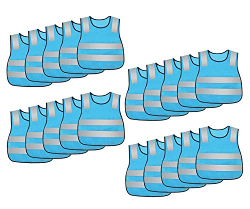 AIEOE Giubbotto di Sicurezza ad Alta visibilità, per attività all'aperto, 20 Pezzi, Catarifrangente, per Ragazzi, Ragazze, Taglia Unica, Colore a Scelta Blu Taglia Unica