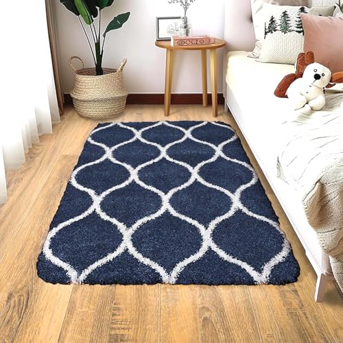 Image of 3x5 feet Soft Area Rug for Living Room and Bedroom, Modern Indoor Floor Carpet with Non-Slip Backing, Comfortable Decorative Home Decor Rug, Easy Clean & Durable- (Blue M, Rectangular)