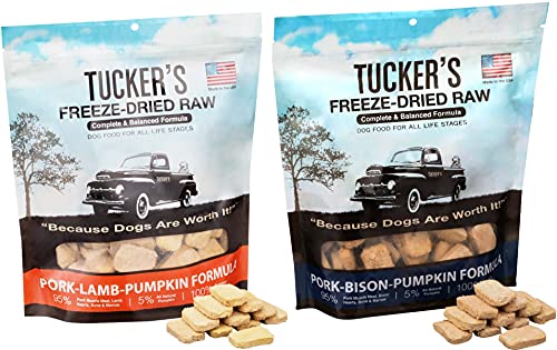 Tucker’s Uncooked Frozen Freeze Dried Uncooked Canine Meals, Pork, Lamb & Pumpkin Formulation and Pork, Bison & Pumpkin Formulation, Pink Meat Selection Pack of two Tucker’s Uncooked Frozen Freeze Dried Uncooked Canine Meals, Pork, Lamb & Pumpkin Formulation and Pork, Bison & Pumpkin Formulation, Pink Meat Selection Pack of two
