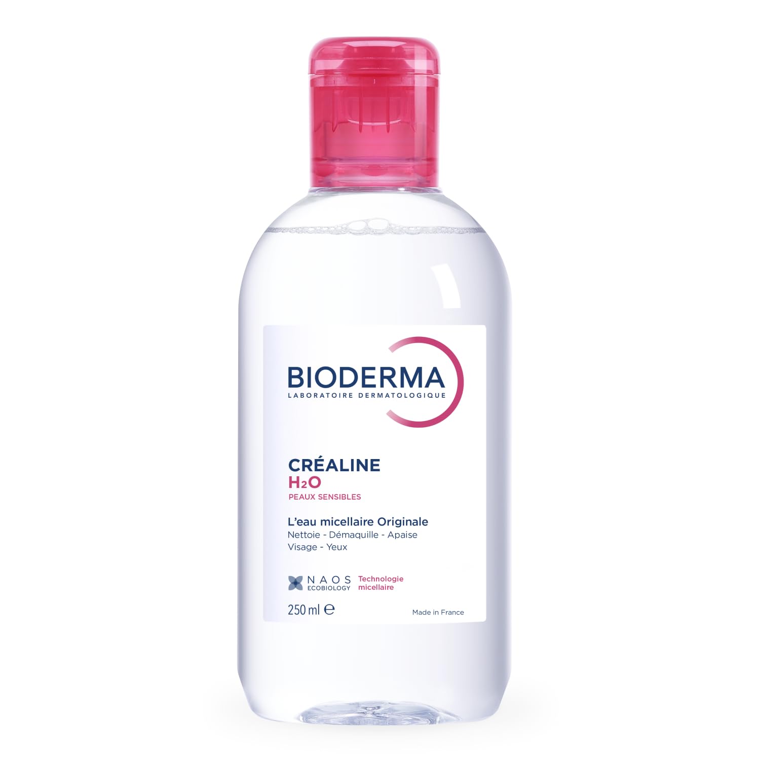 BIODERMA Créaline H2O - L’eau micellaire originale, nettoyante et démaquillante - Élimine le maquillage, le pollen et les résidus de pollution - Peaux sensibles - Flacon 250 ml