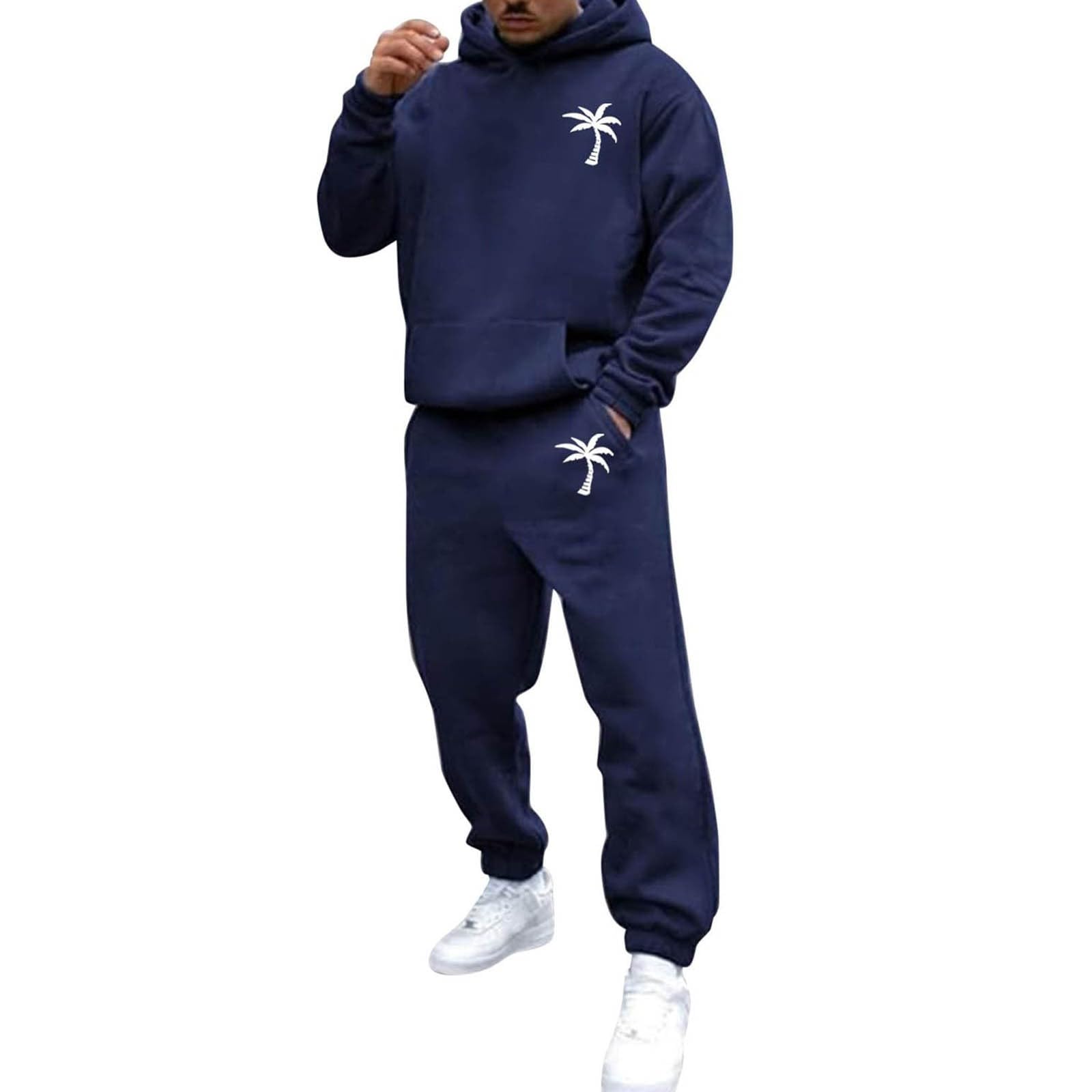 JPLZi Mens Tracksuit 2 Pieces Set Long Sleeve Hoodie Sweatsuit Pullover Athletic Jogging Suits Casual Outfit with Pockets