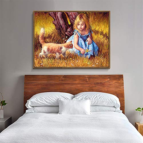 Diamond Painting Fille et Chat Idéal pour Décorer un Salon - 3