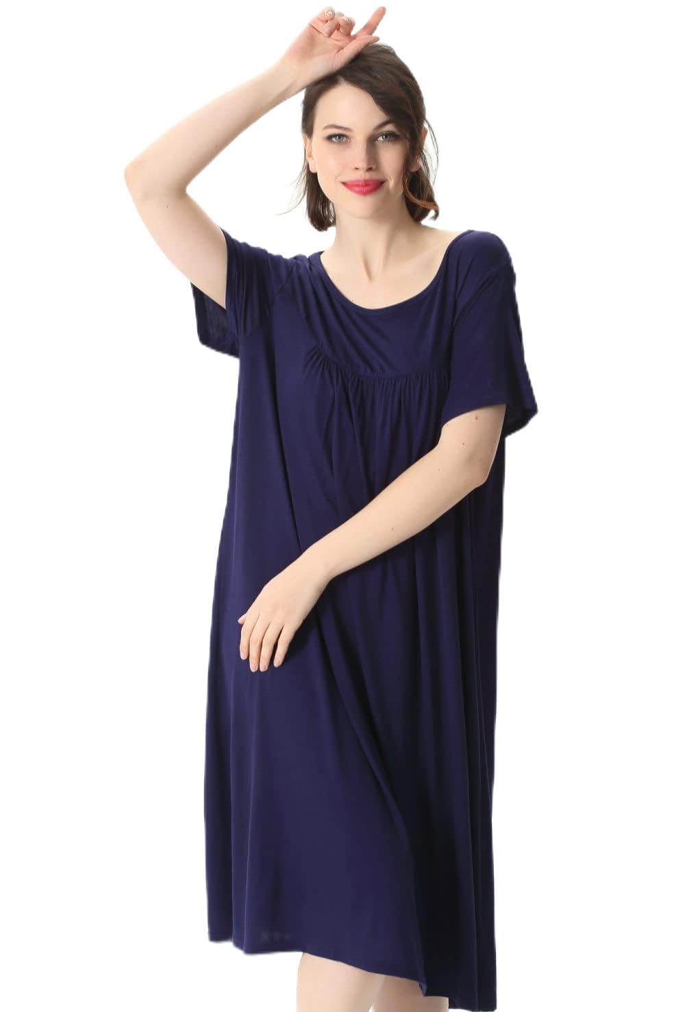 BANLUX Camisón para Mujer - Vestido De Verano para Mujer, Ropa De Dormir Holgada De Talla Grande, Camisón Cómodo De Algodón, Camisón De Manga Corta para Mujer, 2Xl-7Xl