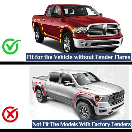 Image of Mud Flaps Fit for 2009-2010 Do-dge Ram 1500 /2500 /3500, 11-18 Ram 1500 /2500 /3500, Fit with Single Rear Wheels, Not fit Vehicle with Fender Flares, Four Seasons Universal Protection, Front /Rear
