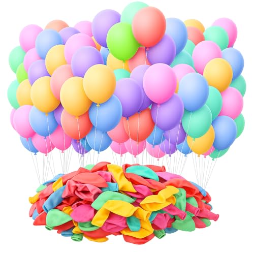 Multicoloured 12-Inch Latex Balloons in a rainbow assortment of colours, perfect for adding a colourful touch to wedding, baby shower, anniversary, and birthday party decorations. (Multicolor-200pcs)