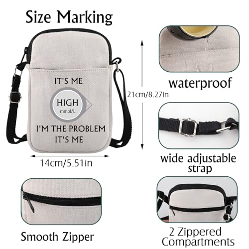 JNIAP Diabetes Awareness Gift It's Me High mmol/L I'm The Problem it's Me Crossbody Bag Diabetes Support Gift3