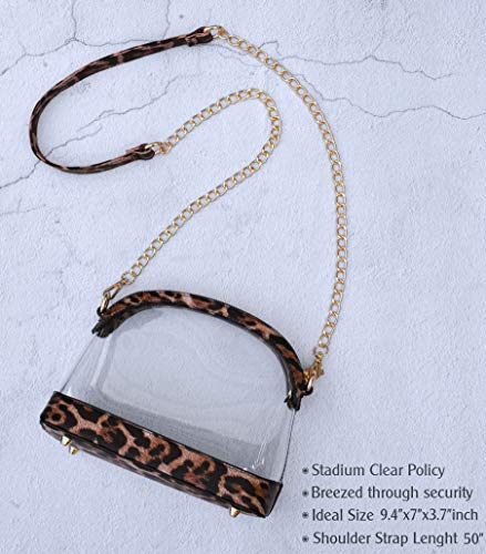 Clear Cross Body Bag with Vegan Leather Trim Stadium Approved Women Shoulder Handbag3