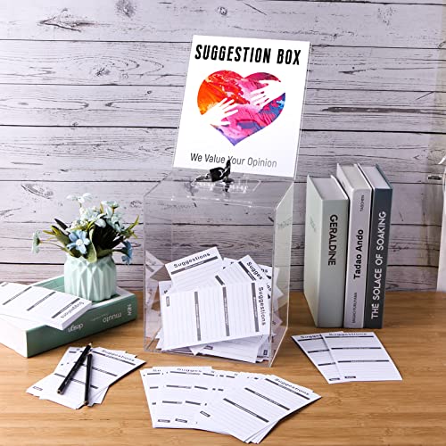 Large Acrylic Donation Box With Lock，Safe Suggestion Box With Sign Holder 5.9 X 7.8 X 9.8 Inches Clear Ballot Box Collection Box Tip Jars Drawing Box For Vote Charity Suggetstion Donation #TOP2