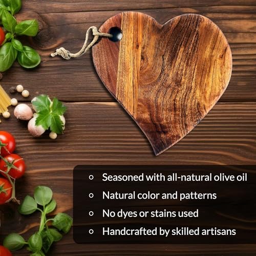 Tabla De Cortar De Madera Acacia En Forma De Corazón miniatura 4