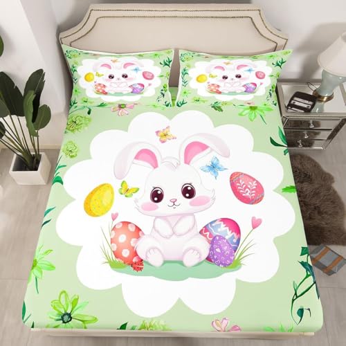 TACOKI Sabanas Bajeras 90x190 Infantil Lindo Conejo Sábanas Bajeras Kawaii Ajustable Suave y Cómoda Sabana Bolsillo Profundo 30 cm, para Grueso Colchón, Sabanas Cama 90 d2101