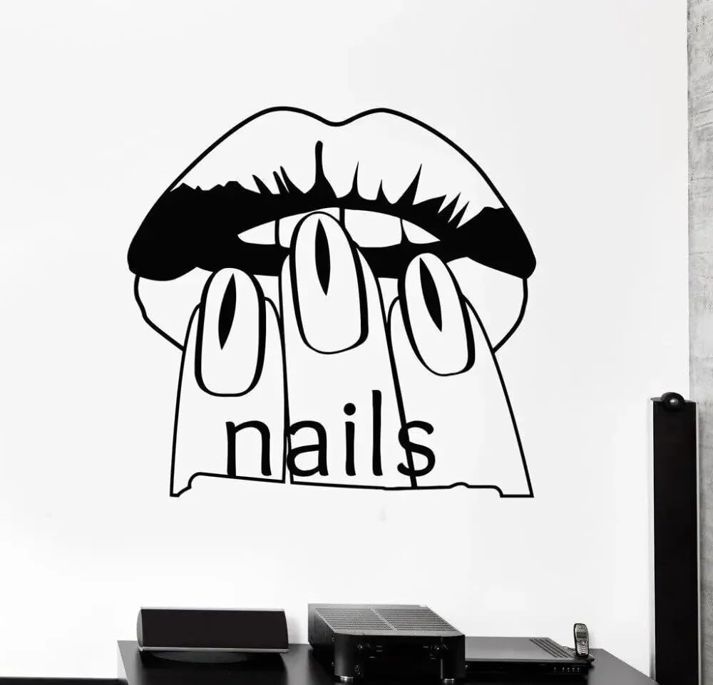 Nail Salon Wall Stickers for Beauty Spa Store Wall Window Decoration Decal Waterproof Mural Lips Self Adhesive Wallpaper 28x30cm