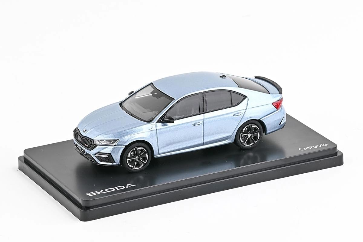 Skoda Octavia IV RS (2020) 1:43 Diecast metalowy model samochodu, wierny model kolekcjonerski i samochód zabawkowy dla dzieci i dorosłych, miniaturowy pojazd jako prezent – niebieski rekin