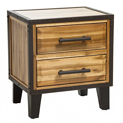 Christopher Knight Home Lina Acacia Wood Two Drawer Night Stand, Natural Stained #TOP5