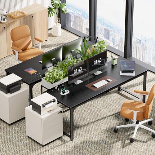 Huuger 63 x 24 inch Desk with Power Outlets & USB-C, Deeper & Thicker Desktop, Robust Metal Tubes, Computer Desk, Heavy Duty Office Desk, Work Gaming Desk, for Home Office, Black