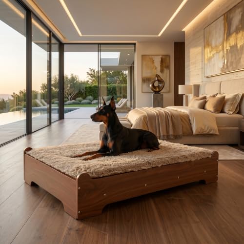 Elevated Wooden Dog Bed with Foam Mattress