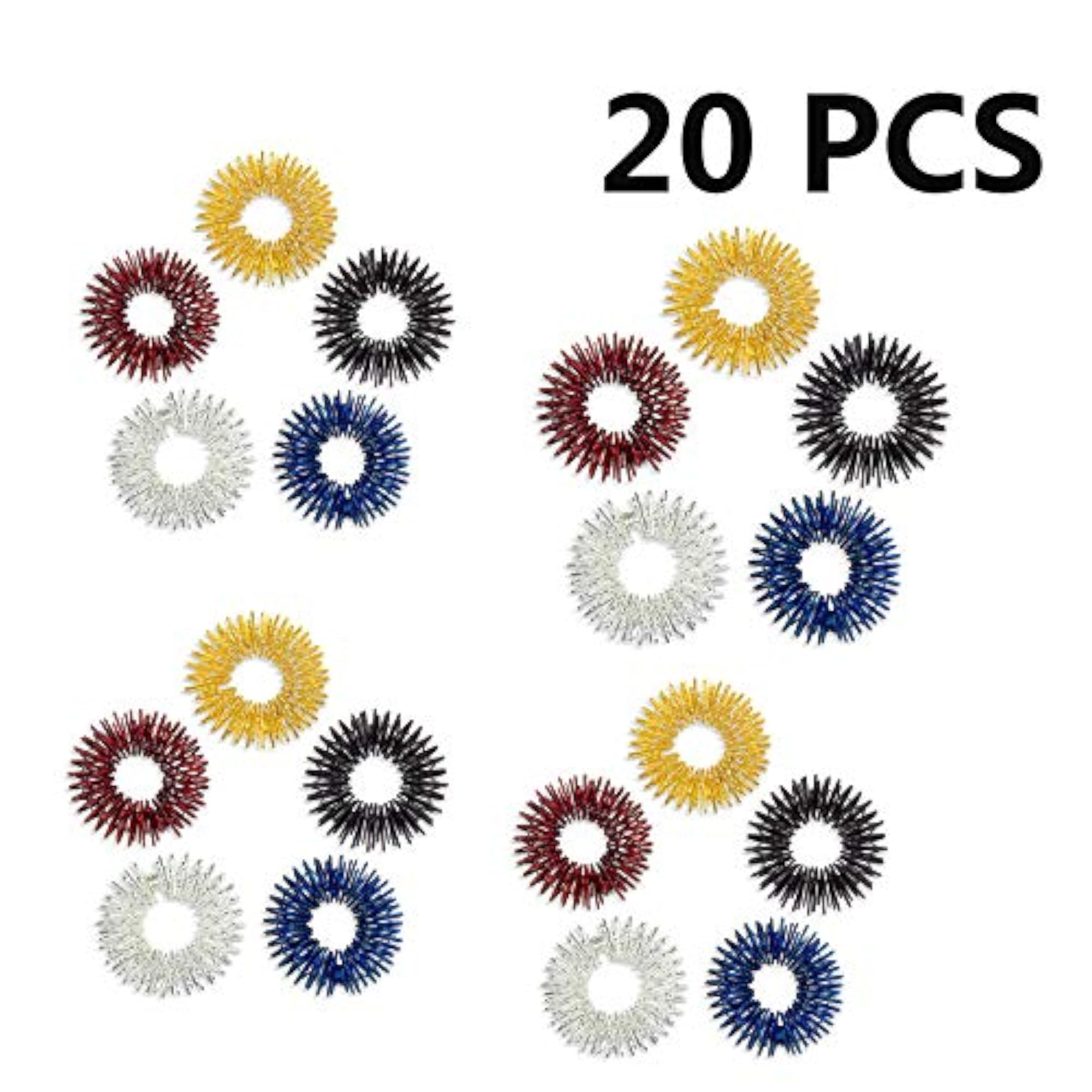 5pcs Acupressure Massage Rings Set (Gold/Silver/Black/Blue/Red)