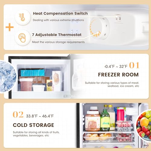 3.55 Cu.Ft Mini Fridge with Freezer - 2 Doors for Office, Kitchen, Dorm and Bedroom, Mini Refrigerator with Adjustable Shelves (Silver)