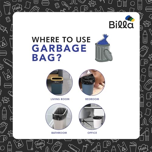 Image of BILLA Garbage Bags Medium Size Green | 19 x 21 Inches (48x56 CM) | Strong Dustbin Bags medium & Polythene Covers for Daily Waste | Durable Trash Bin Bags (30 Bags)