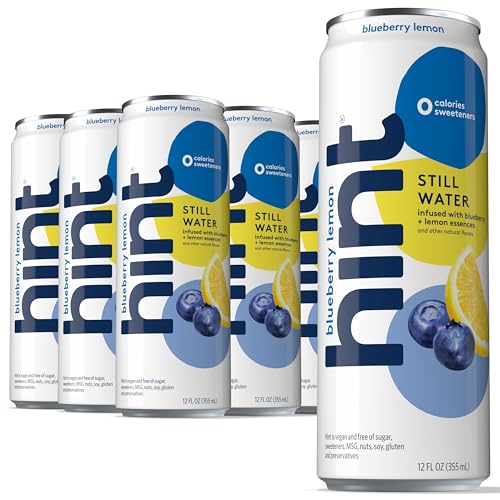Hint Fruit-Infused Canned Water, Blueberry Lemon - Purified Flavored Water with Zero Calories, Natural Flavors, and Sugar Free - 12 Fl Oz Cans (Pack of 12)