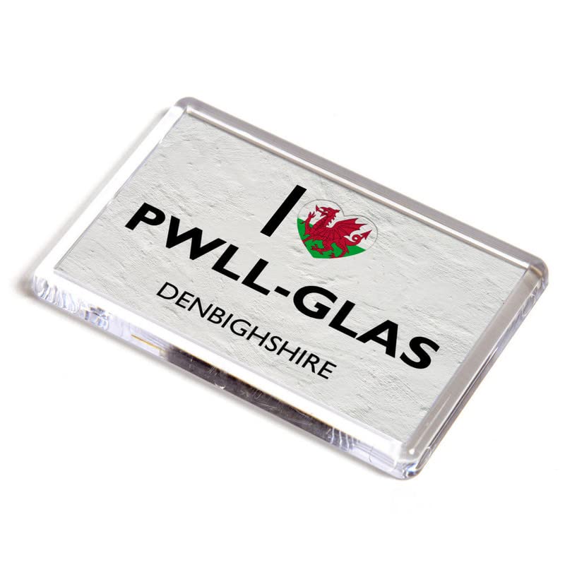 FRIDGE MAGNET - I Love Pwll-glas, Denbighshire, Wales
