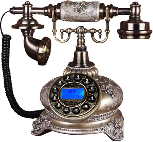Gvnd-Imitation-Copper-Vintage-Style-Rotary-Retro-Old-Fashioned-Rotary-Dial-Home-and-Office-Telephone-Functional-Antique-Style-Telephone-with-LED-Display