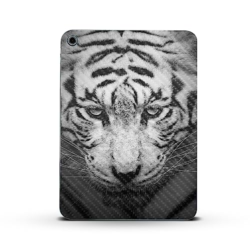 Image of MightySkins Carbon Fiber Skin Compatible with Apple iPad 10.9 inch 10th Gen (2022) Full Wrap Kit - Mono Tiger | Protective, Durable Textured Carbon Fiber Finish | Easy to Apply | Made in The USA