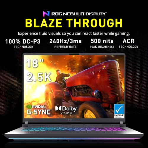 Image of ASUS ROG Strix G18 Gaming Laptop, 18 inch 2.5K 16:10 240Hz /3ms, NVIDIA GeForce RTX 5070, Intel 24-Core Ultra 9 275HX, Thunderbolt 4, Wi-Fi 7, RGB Backlit KB, Windows 11 Pro (32 GB DDR5 RAM, 2 TB SSD)
