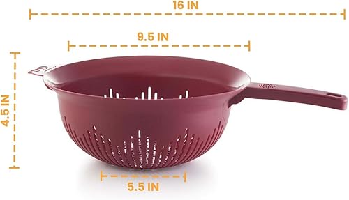 Miniatura 10 de YBM Home Colador de plástico de 9.75 pulgadas con mango largo, hecho de plástico seguro para alimentos, sin BPA, uso para pasta, fideos, espaguetis,