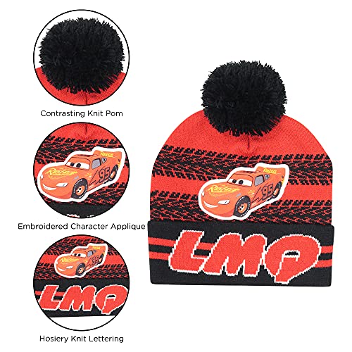 Image of Disney Boys' Winter Hat and Mitten Set, Cars Lightning Mcqueen Toddler Beanie for Ages 2-4