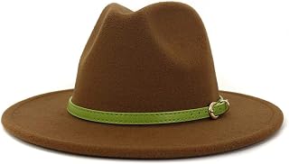 THAELY Sombrero Fedora de algodón de ala Ancha for Hombre y Mujer, Sombrero Formal de Fiesta, Sombrero Fedora de Paja panamá, Sombrero de Jazz for Otoño e Invierno 2020, Sombrero Formal (Color : café
