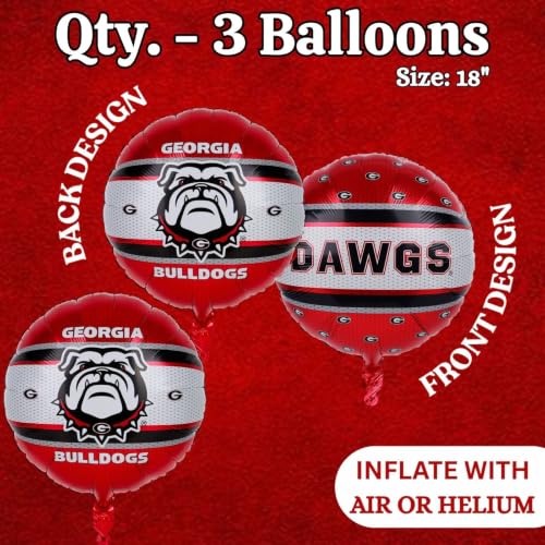 Image of Georgia Bulldogs Party Balloons (9 Pack)! 3 (18 inch) Round Bulldog Foil Balloons. University of Georgia decorations for football tailgates, Birthdays & all School Fan Parties. by Havercamp