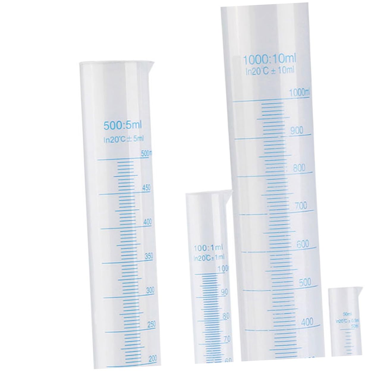 FOMIYES Praktischer Messbecher 5-Teiliges Messzylinder-Set Kunststoff - 50 Ml / 100 Ml / 250 Ml / 500 Ml / 1000 Ml Messzylinder Sicherheitszylinder für Labor Messzylinder Kunststoff