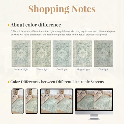 LIVEBOX Washable Rug 2x3 Kitchen Mats for Floor Entryway, Non Slip Front Door Mat for Bathroom Hallway, Boho Low-Pile Small Carpet Farmhouse Throw Indoor Rugs for Bath Sink, Sage Green - image 2