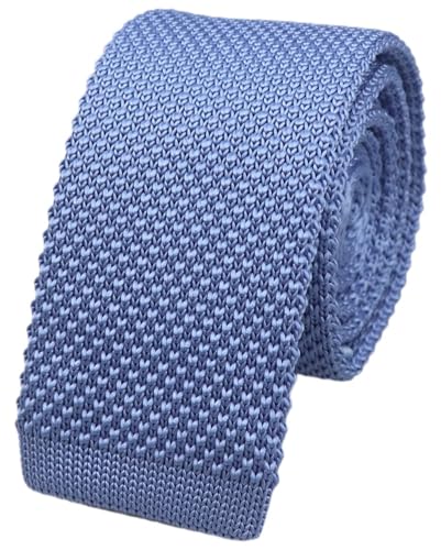 Rosiika Men Solid Sky Blue Jacquard Silk Ties Summer Fashion Smart Knit Casual Designed Dress Necktie 2.76"