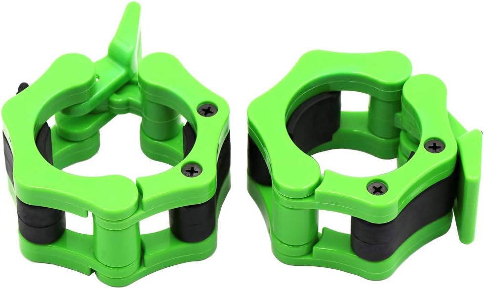 Barbell Collars 2 Inch Quick Release Pair Locking 2" Pro Olympic Bar Clip Lock Barbell Clamp 45lbs Weights Plates Clips Workout for Weightlifting Fitness Training (Neon-Green) : Sports & Outdoors