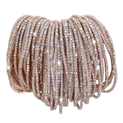 Crystal Rhinestone Tennis Bracelet Set, Iridescent Sparkle, Multiple Bands