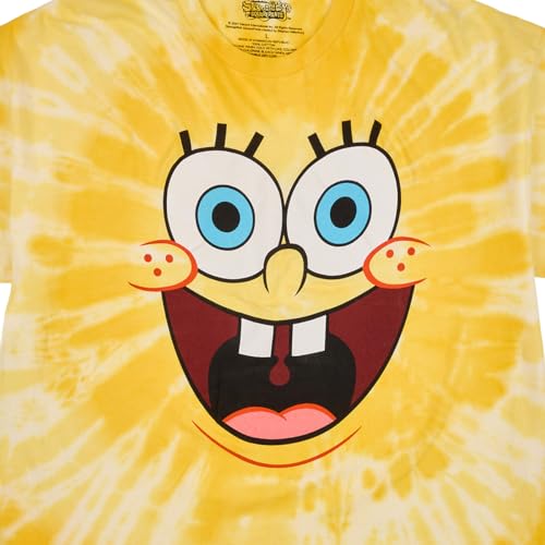 Spongebob Squarepants Big Face Spongebob Men's Yellow Spiral Wash Crew Neck Short Sleeve T-Shirt4