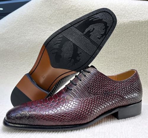 Santimon Men's Genuine Leather Oxfords Formal Dress Shoes, Lace-Up Luxury Casual Shoes for Business, Wedding & Party3